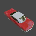 Vintage Red Convertible Car With White Top And Classic Retro Styling