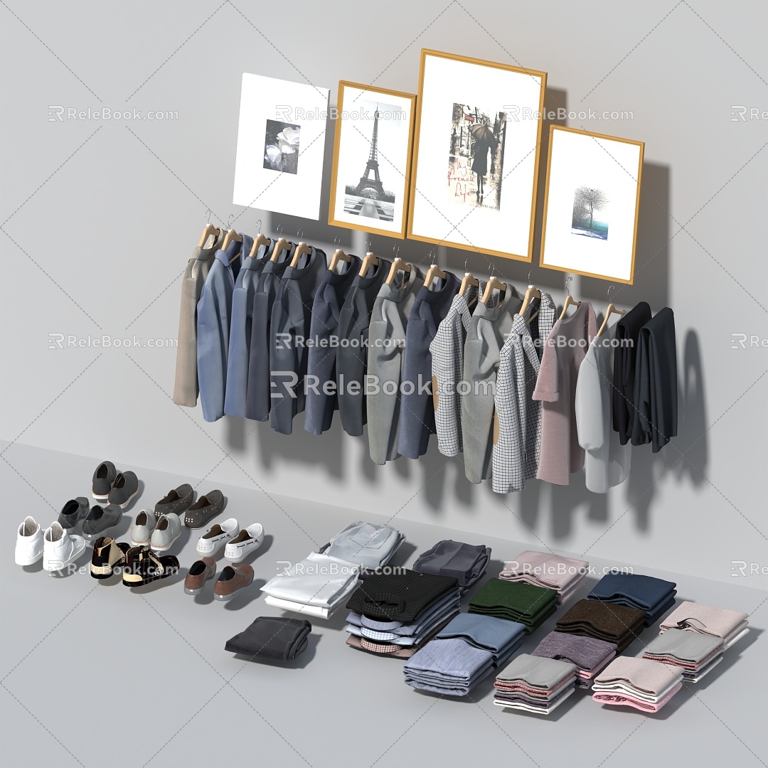 clothes shoes photo frame pants shirt suit 3d model