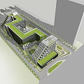 Modern Architectural Building Design With Green Roof And Surrounding Trees Landscape