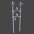 Road Infrastructure Featuring Two Poles With Mounted Brackets And Electrical Equipment 3d model