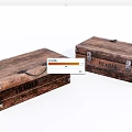 Vintage Wooden Boxes With Metal Clasps Handles And Retro Text Labels