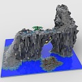 LEGO toy blocks bay waterfall scene 3d model