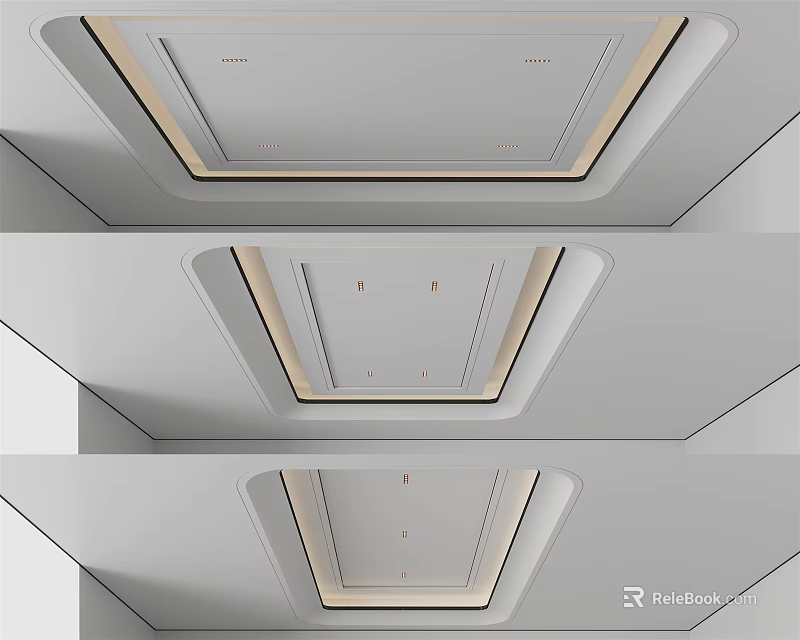 Modern Minimalist Ceiling Design With Recessed Lighting And Clean Architectural Lines 3d model 