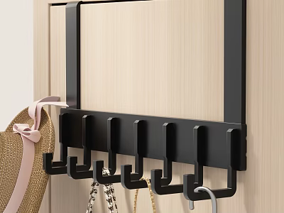 Black Door Mounted Hook For Hanging Hat Necklace Keys And Accessories 3d model