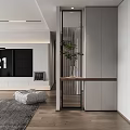 Modern Living Dining Room With Sofa Coffee Table TV Floor To Ceiling Windows And Plant