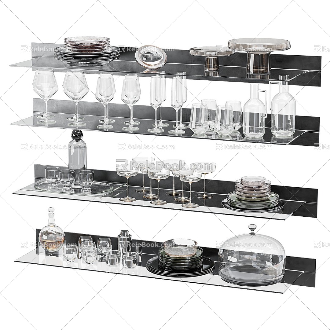 Modern Tableware Restaurant Decoration Restaurant Wine Glass Glass 3d model