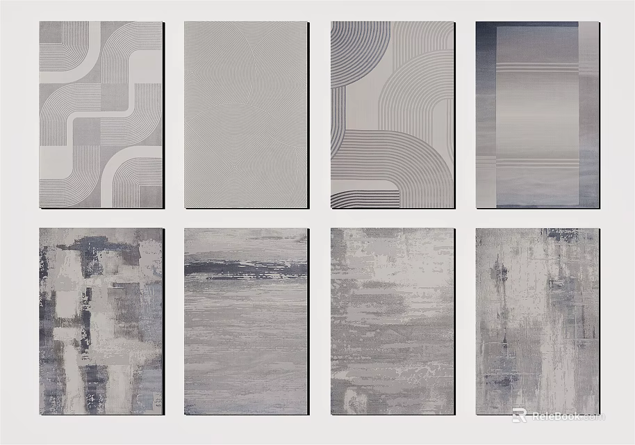 Modern Square Rugs With Abstract Patterns And Gray Tones For Interior Decor 3d model