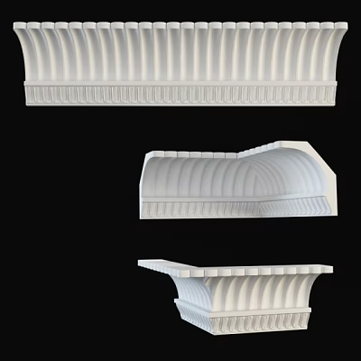 White Gypsum Cornice Interior Design With Decorative Patterns And Angles 3d model