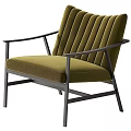 Olive Green Velvet Accent Chair With Black Metal Frame And Modern Design