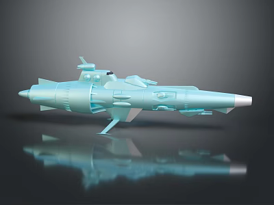 Light Blue Streamlined Spacecraft Model With Detailed Structure For Cosmic Aerospace 3d model