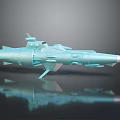 Light Blue Streamlined Spacecraft Model With Detailed Structure For Cosmic Aerospace