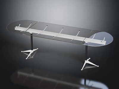 Contemporary Glass Table Furniture With Transparent Top And Sleek Metal Support Legs 3d model