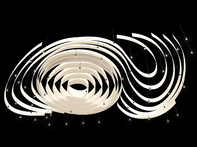 Modern Stylish Ceiling Design Featuring Spiral White LED Light Strips And Elegant Illumination 3d model