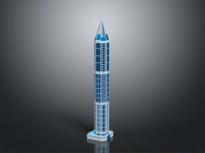 Futuristic Architecture Tall Skyscraper Design With Glass Facade Blue Accents And Spire Top 3d model
