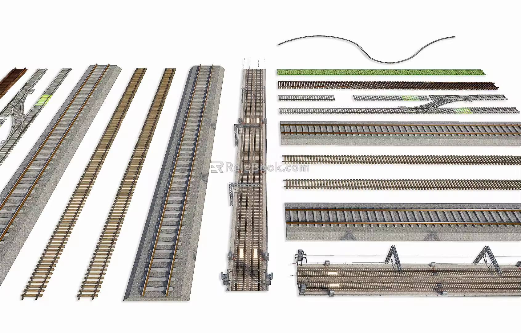 modern railway combination railway track railway train track railway train track railway track railway track 3d model