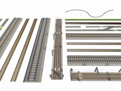 Industrial Equipment with Different Types of Rail Tracks and System Components 3d model