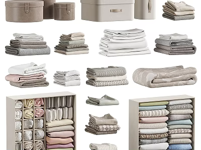 Neatly Stacked Various Clothes With Storage Boxes And Organized Drawer Storage 3d model