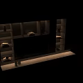 Modern TV Wall Design With Wooden Panels LED Lighting And Storage Shelves