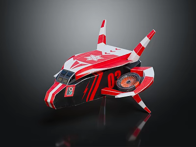 Red And White Racing Style Paper Airplane Model With Number 03 And Logo Design 3d model