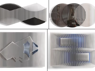 Creative Modern Wall Decor With Wavy Stripes And 3D Geometric Patterns 3d model