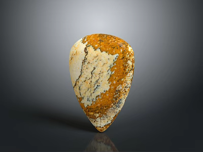 Unique Wood Stone With Teardrop Shape And Yellow White Natural Patterns 3d model