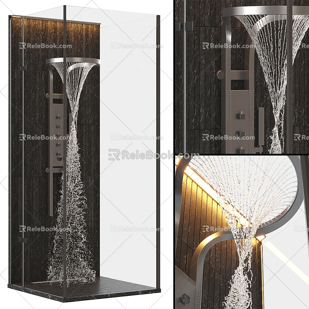 Shower shower running water bathroom toilet 3d model