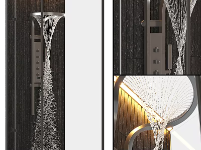 Elegant Modern Rainfall Shower Head With Wall Mounted Design And Smooth Water Flow 3d model