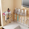 Wall Mounted Bathroom Accessories With Toothbrush Holder Hair Dryer Rack And Storage Organizers