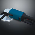 Professional Blue And White Angle Grinder With Black Handle And Metal Disc 3d model