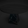 Modern Black Round Dining Table With Marble Base And White Cracked Texture 3d model