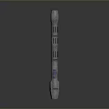 3D Render Long Pole Weapon With Metal Construction Hollow Sections Grip Handle And Blue Accent