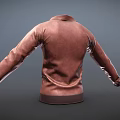 Brown Leather Jacket With Zipper Front Collar Design And Stitch Details