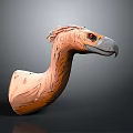 Flying Animal Head 3D Model With Detailed Realistic Brown Feathers Red Eyes And Gray Beak