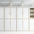 Laboratory Display Cabinets With White Bodies Glass Doors And Bottles Inside