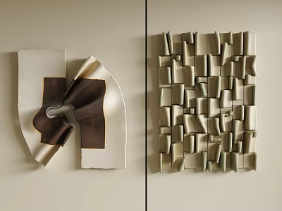 Modern Abstract And Geometric Wall Hangings With White Brown Beige Ceramic Design 3d model