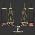 Play Equipment With Pink And Gold Hanging Swings And Central Colorful Rotating Device