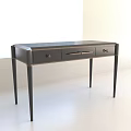 Elegant Modern Black Dressing Table With Drawers Slender Legs And Gold Handles