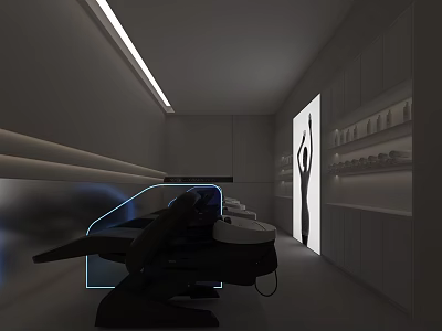 Modern Beauty Hair Salon Interior With Professional Salon Chair And Beauty Product Displays 3d model