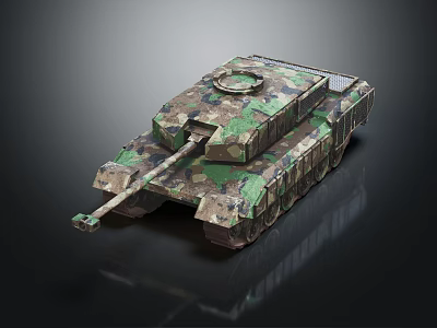 Detailed Military Tank With Camouflage Paint Tracks And Cannon Design 3d model