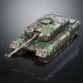 Detailed Military Tank With Camouflage Paint Tracks And Cannon Design