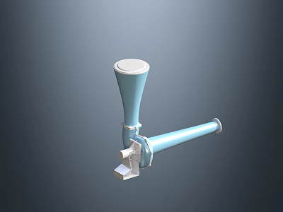 Blue Conical Industrial Equipment With Horizontal Pipe And Metal Connection Design 3d model