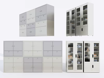 Modern Bookcase Storage Designs With Open Shelves Cabinet Doors And White Gray Finishes 3d model