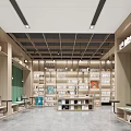 modern library reading room 3d model