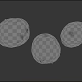 Three Fresh Orange Brown Potatoes With Speckled Surface On Black Reflective Background