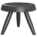 Minimalist Black Wooden Side Table With Round Top And Three Sturdy Legs