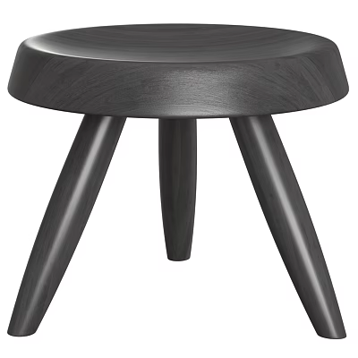 Minimalist Black Wooden Side Table With Round Top And Three Sturdy Legs 3d model