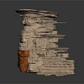 Wood And Stone Decorative Structure Layered Design With Natural Textured Surfaces And Multi Tiered Shelves