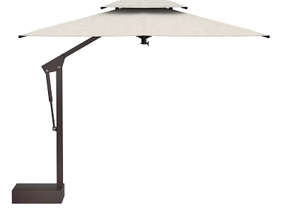 Garden Landscape With Outdoor White Canopy Umbrella And Brown Metal Stand 3d model