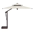 Garden Landscape With Outdoor White Canopy Umbrella And Brown Metal Stand