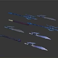 Different Types of Ancient Weapons with Intricate Metal Details and Decorative Handles